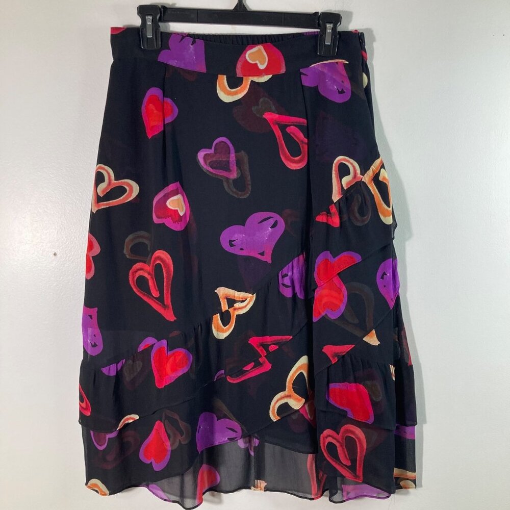 Womens Anthropologie Maude Vivante Kyra Heart Layered‎ Lined Skirt L NWOT